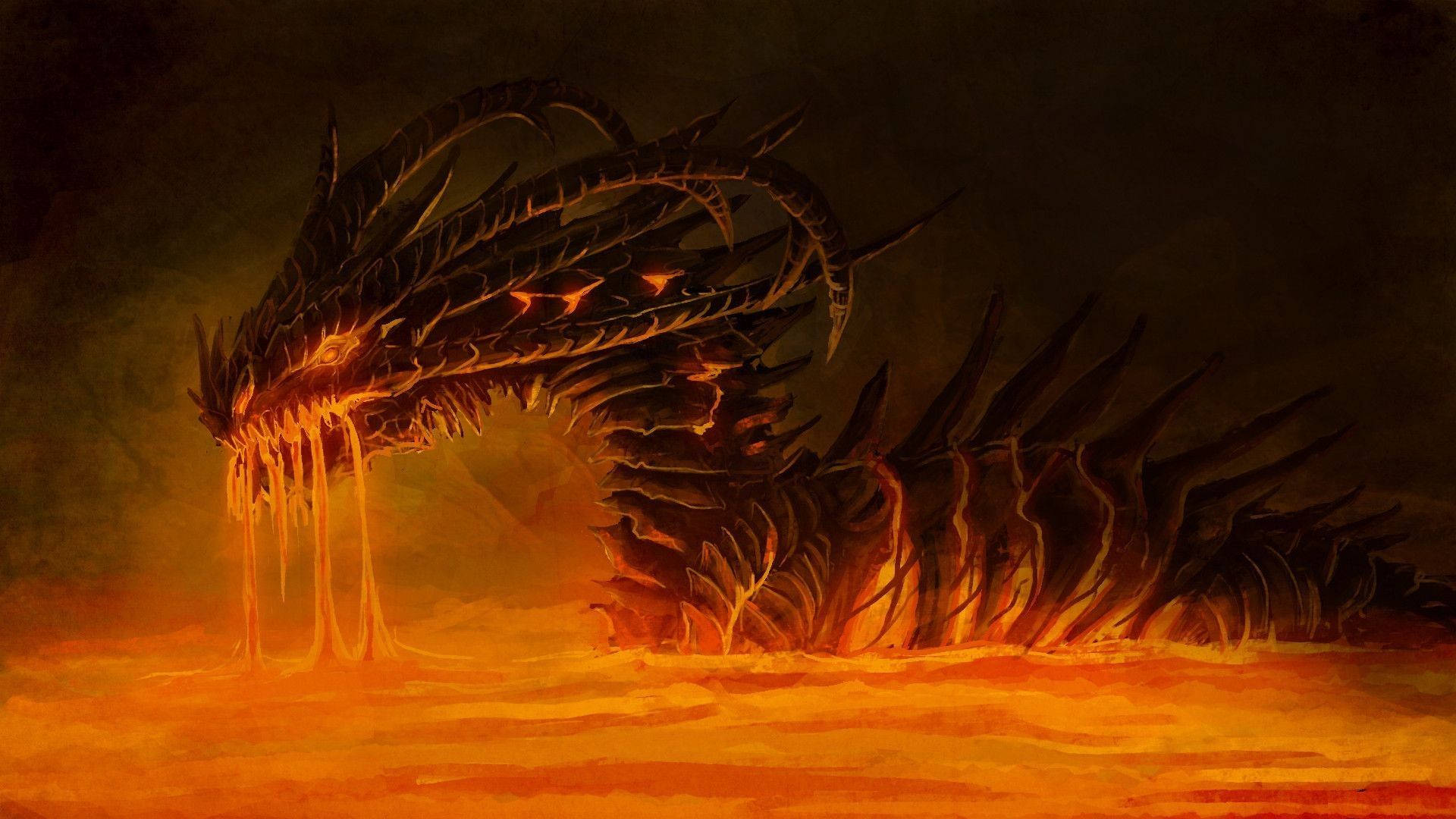 1920x1080 Download Majestic Fire Dragon Roaring in Flames Wallpaper