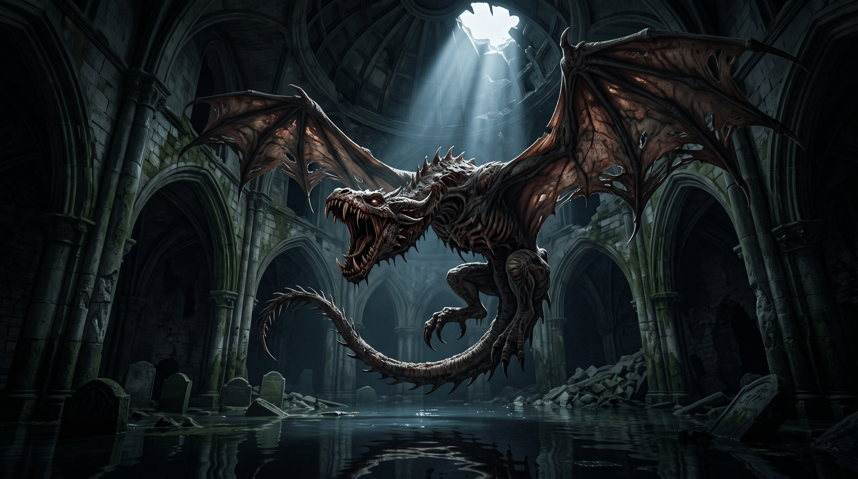 2752x1536 An undead dragon in a flooded Gothic Cathedral · 1440x2560 QHD free photo from tidir and wallpaper