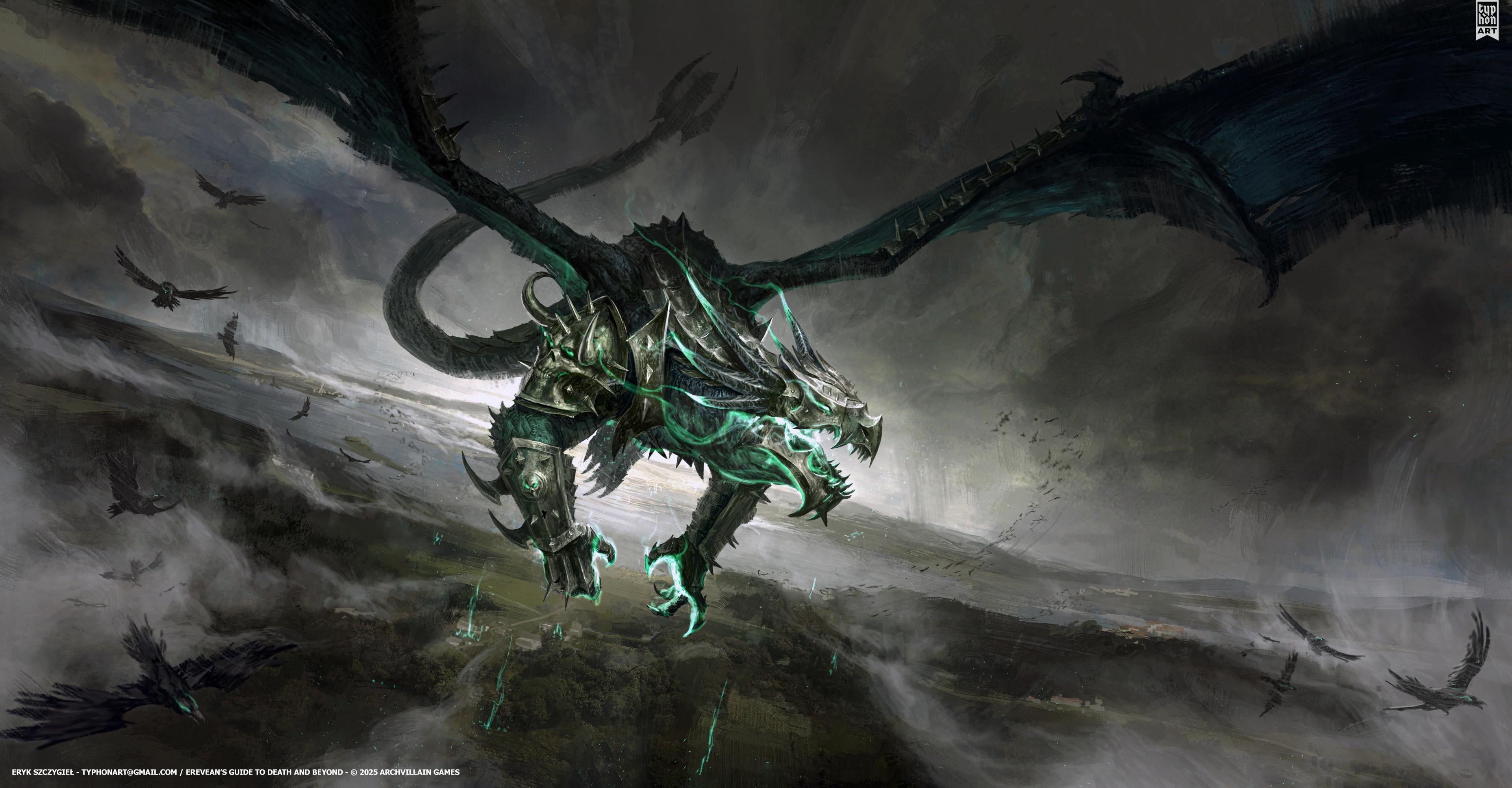 3840x2001 Erevos the Undead Dragon, Typhon Art, Digital 2D, 2025