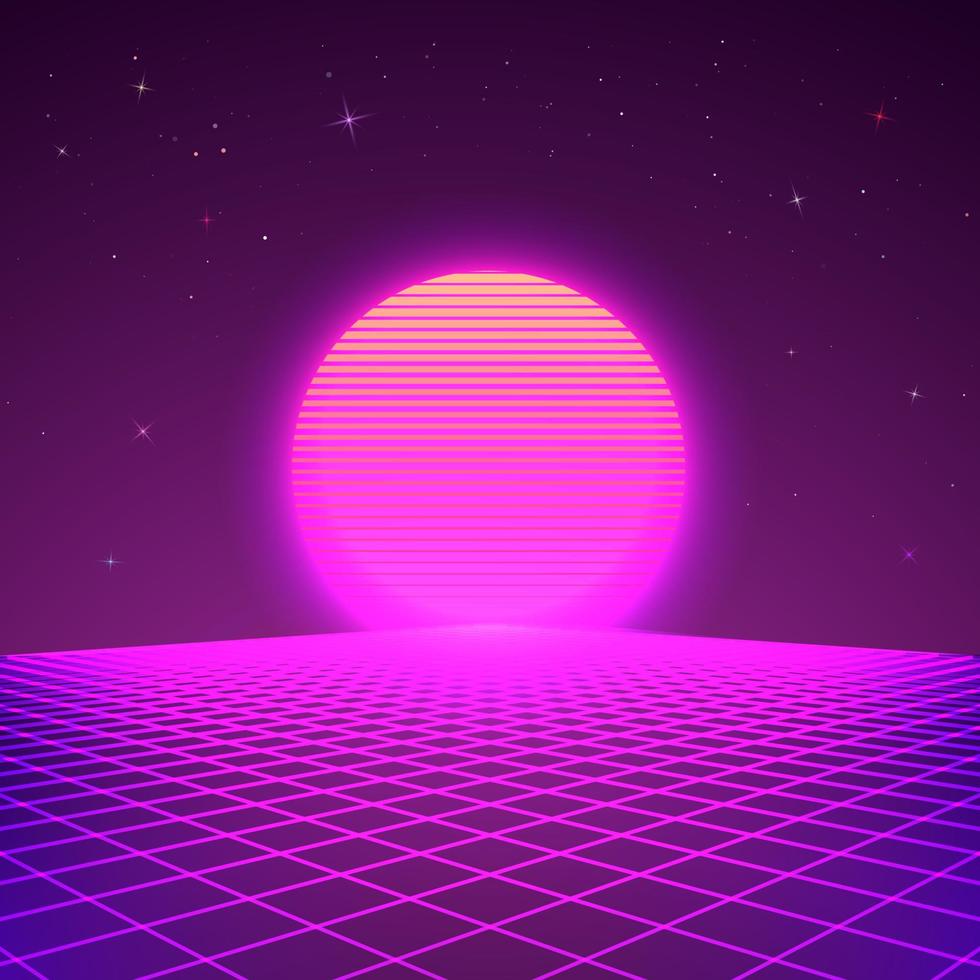 980x980 80s style background. Sci fi or retro music poster wallpaper. Flyer for retro party 80s Vector illustration