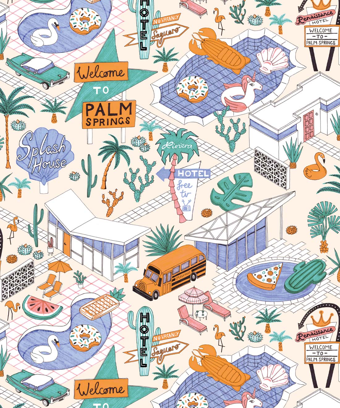 1100x1320 Pool Party Wallpaper • Retro American Dream