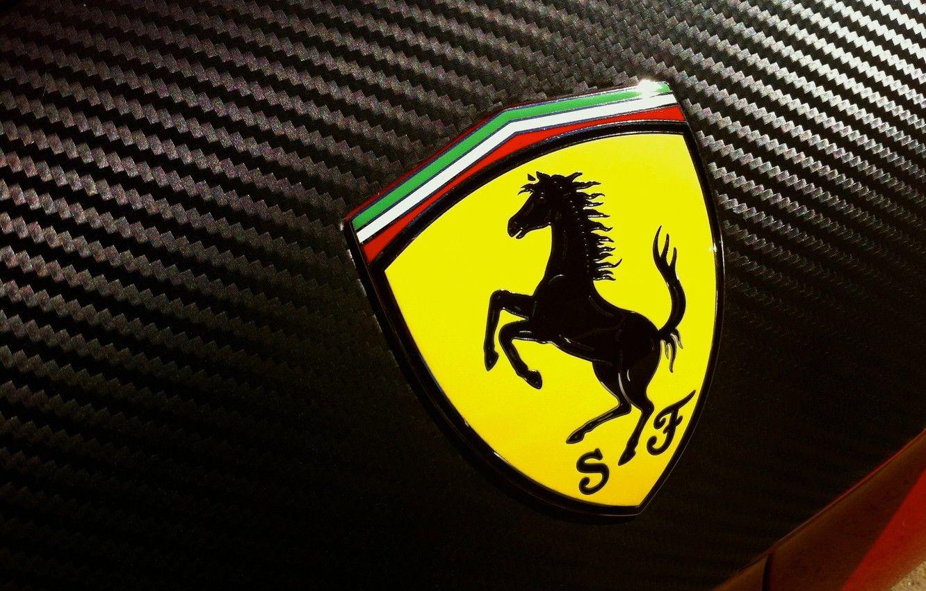 1332x850 Wallpaper logo, emblem, carbon, ferrari, Ferrari, label, carbon fiber image for desktop, section минимализм