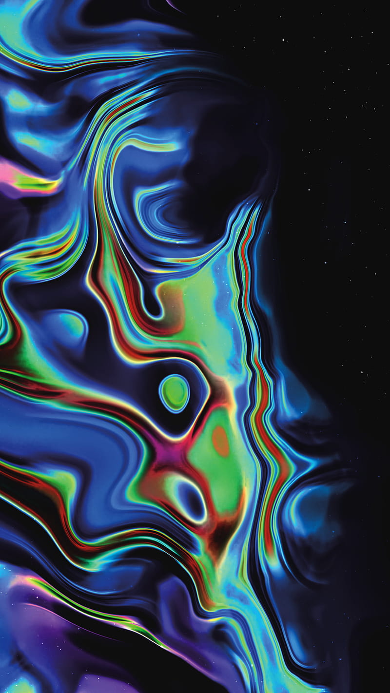 800x1422 Liquid abstract, black, colors, dark, digital, green, space, HD phone wallpaper