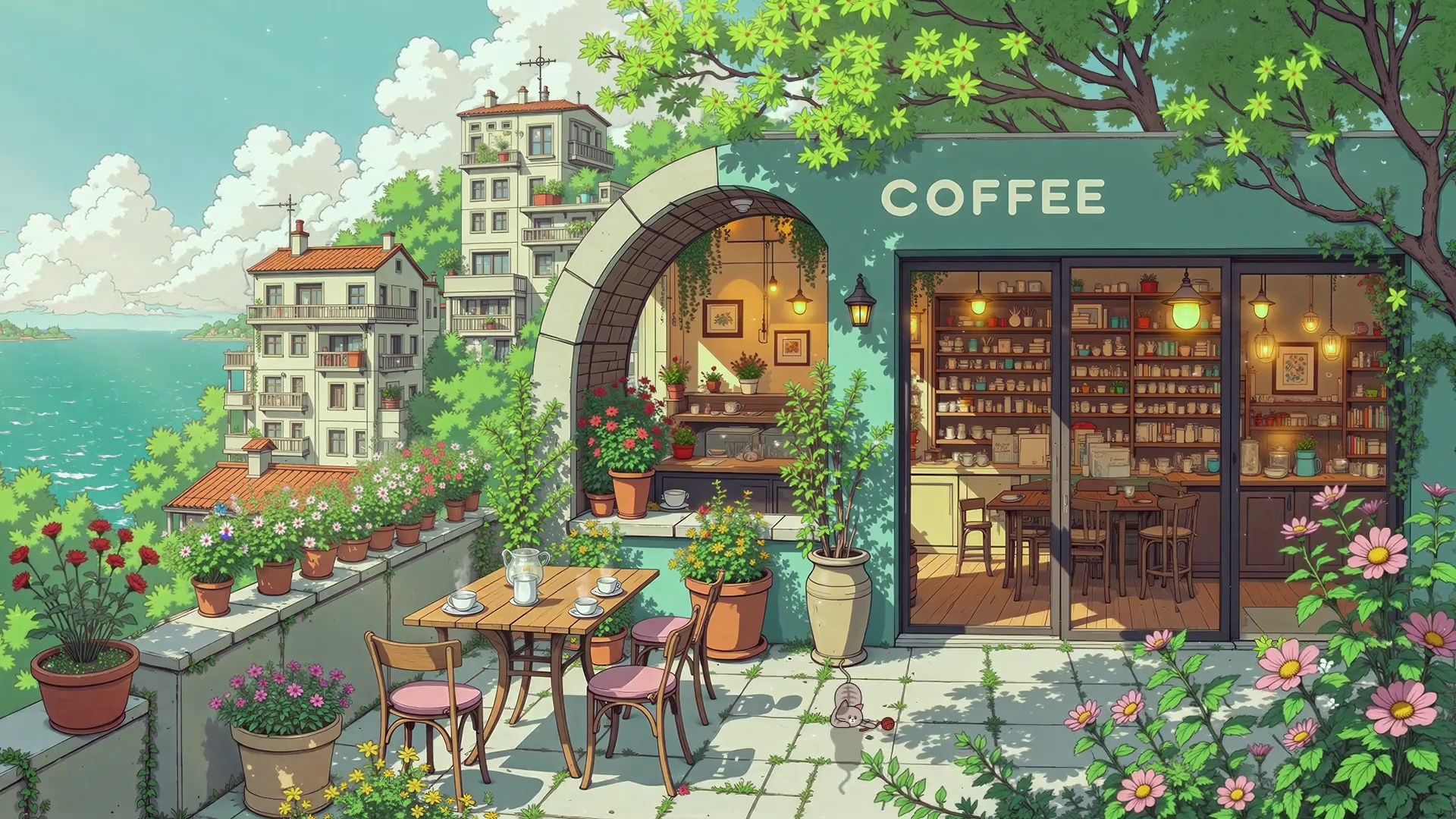 1920x1080 Coffee Shop Live Wallpaper, Animated Wallpaper