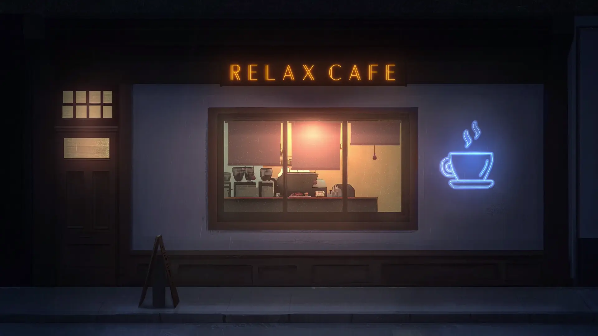 1920x1080 Relax Cafe Rainy Night Live Wallpaper 4K Free Download