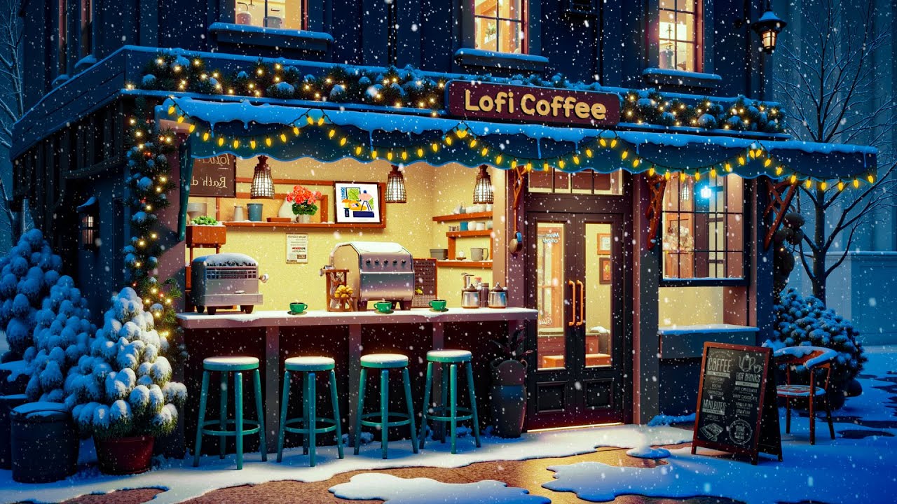 1280x720 Serene Café Nights ☕ Peaceful Lofi Chill To Study Relax Calm Sleep