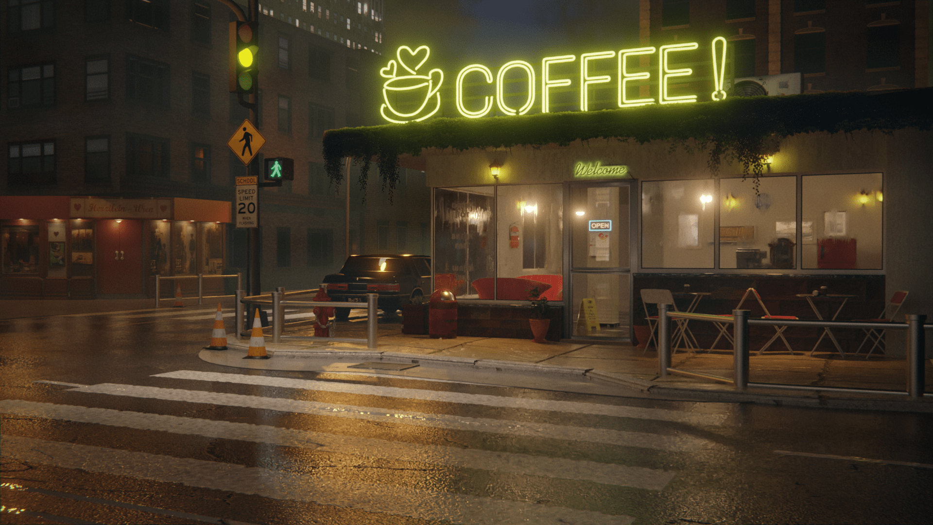 1920x1080 Recreated This Render After Being Inspired From Coffee Shop Lo Fi Music Live Stream From YouTube