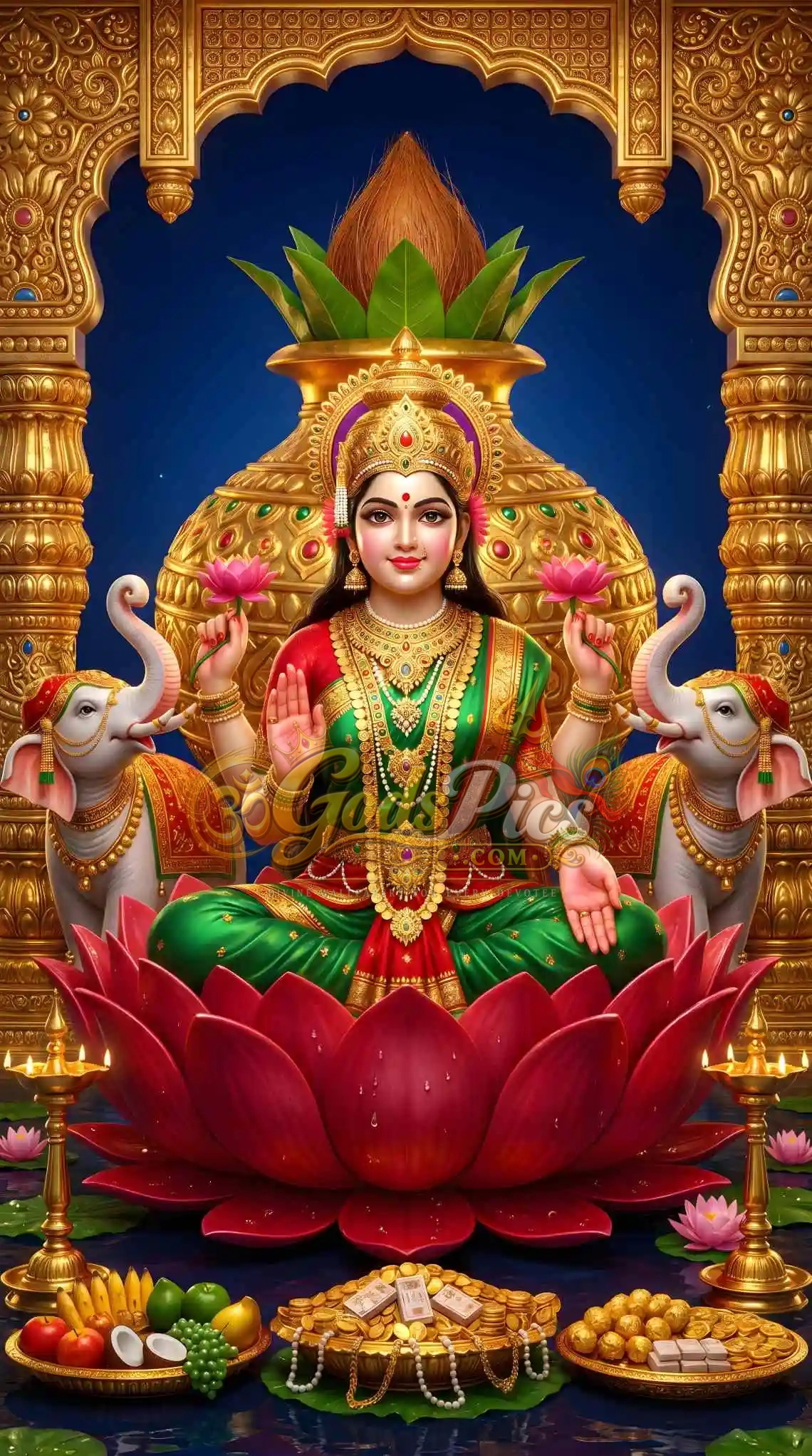 1140x2043 Beautiful Divine Laxmi Ji HD Wallpaper