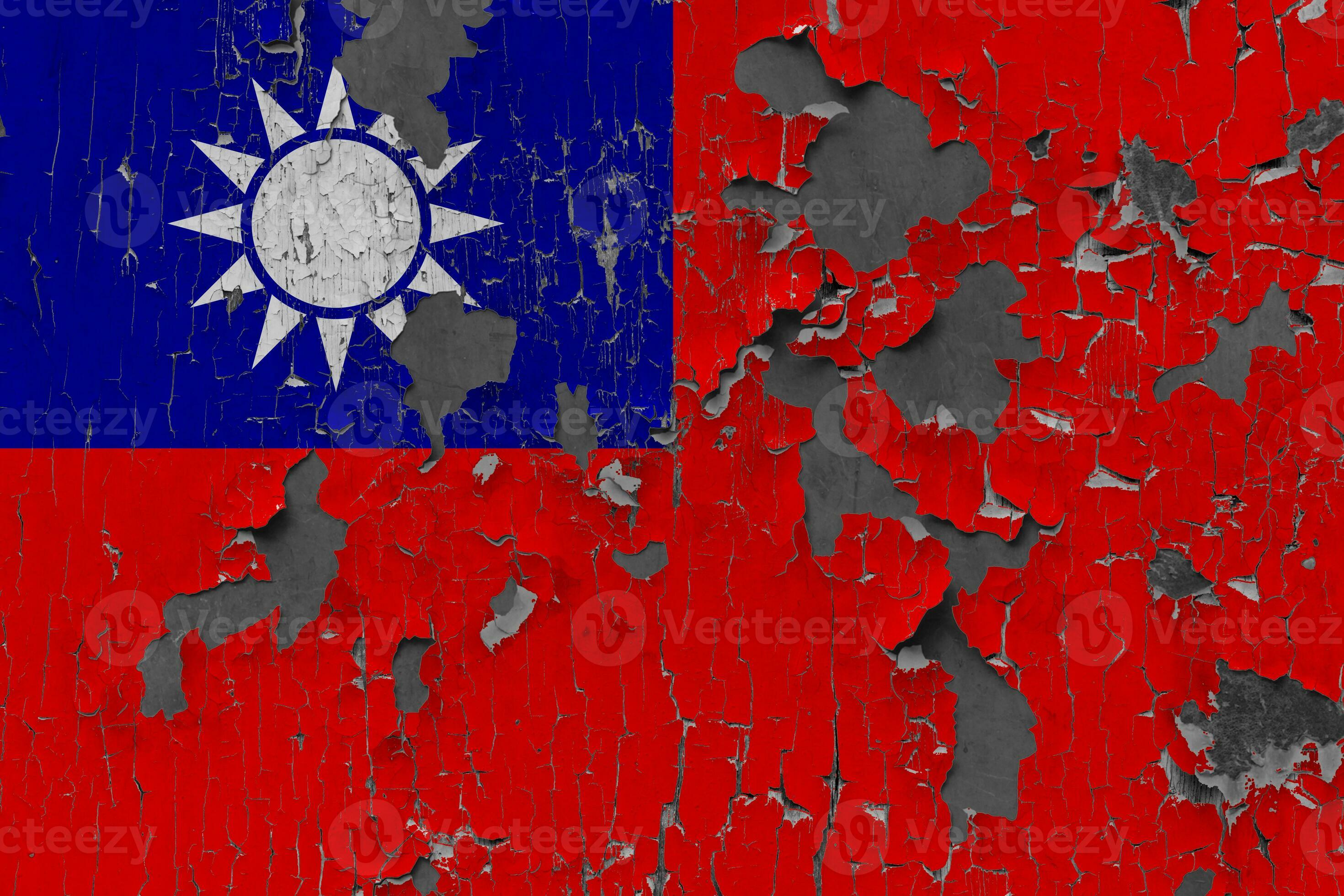 2940x1960 3D Flag of Republic of China on an old stone wall background