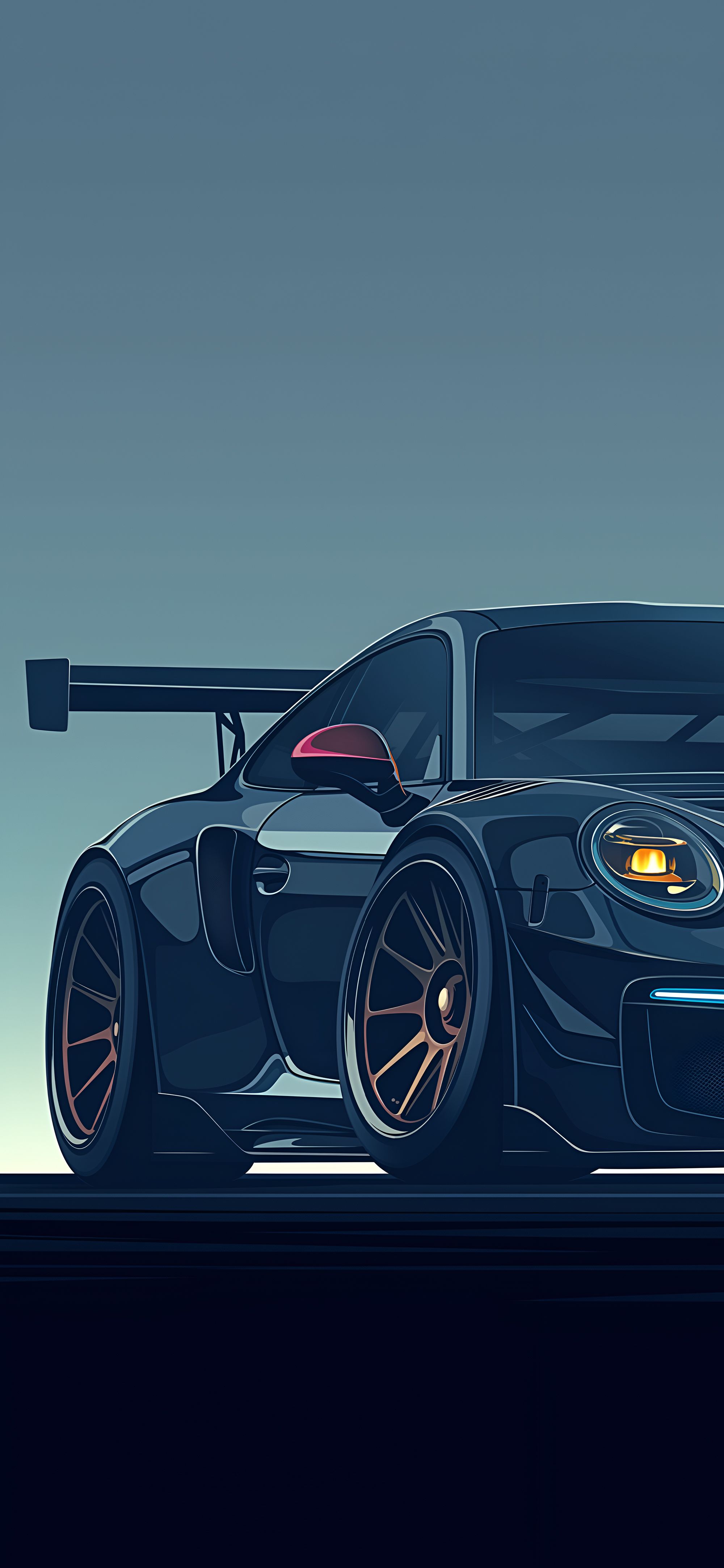 2000x4329 Sleek Race Car Wallpaper Supercar Art 4K Wallpaper