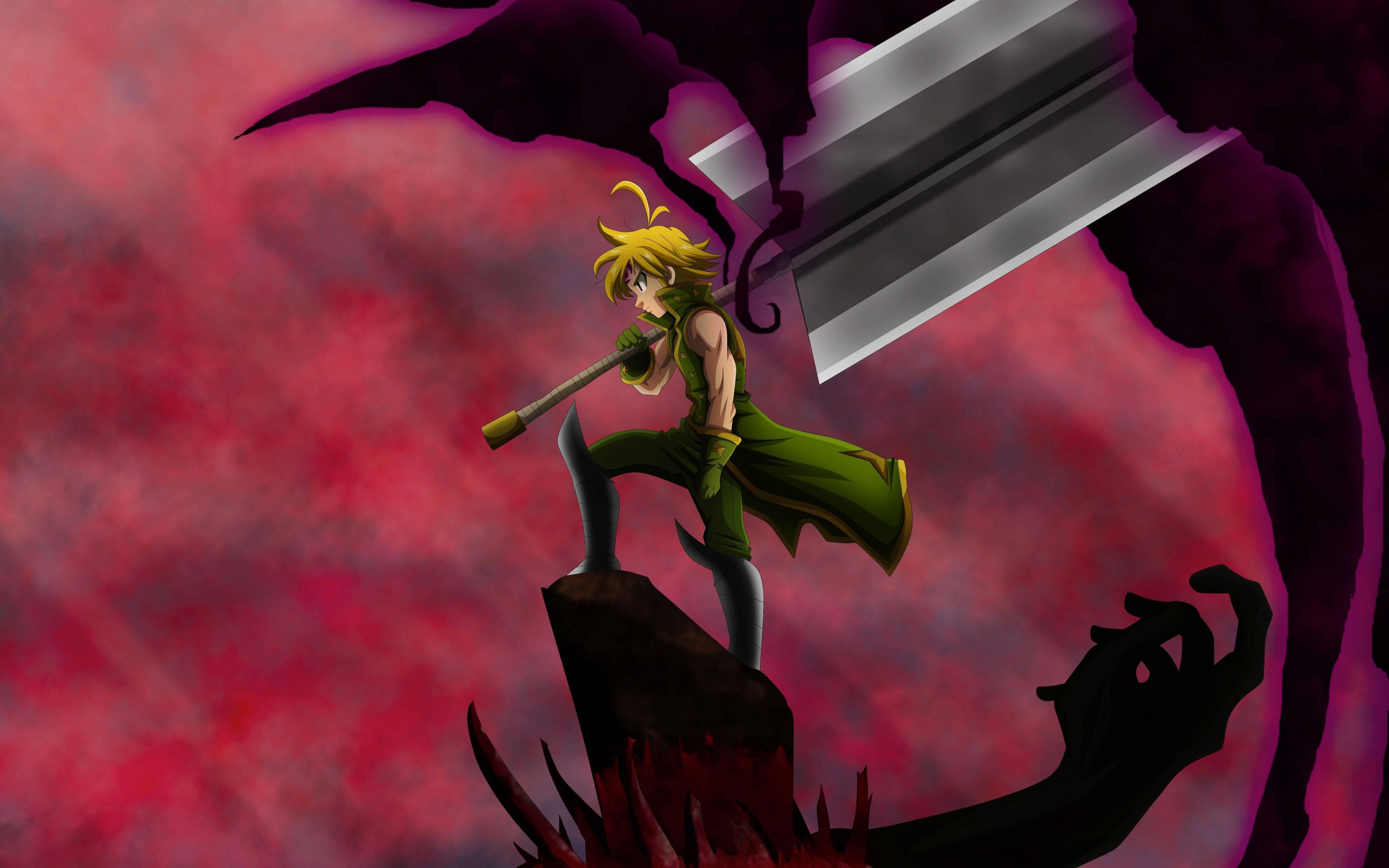 3840x2400 Download Meliodas, One of the Seven Deadly Sins, Wielding His Giant Broad Sword Wallpaper