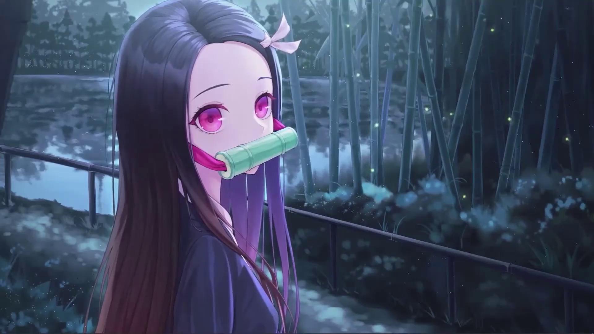 1920x1080 Nezuko Kamado Near the Lake Live Wallpaper