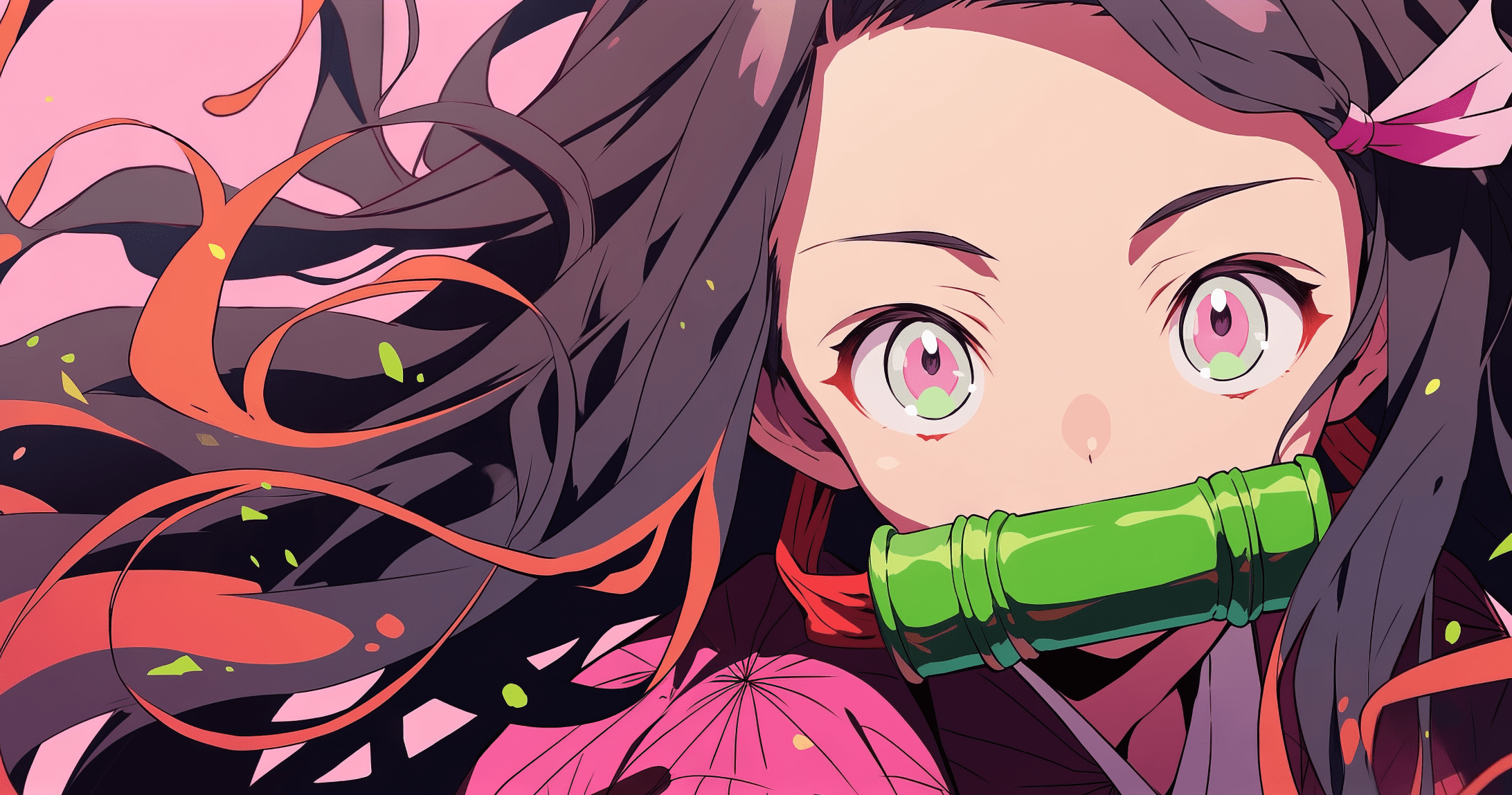 2184x1149 Nezuko Cute Lofi Styl Demon Slayer Wallpaper