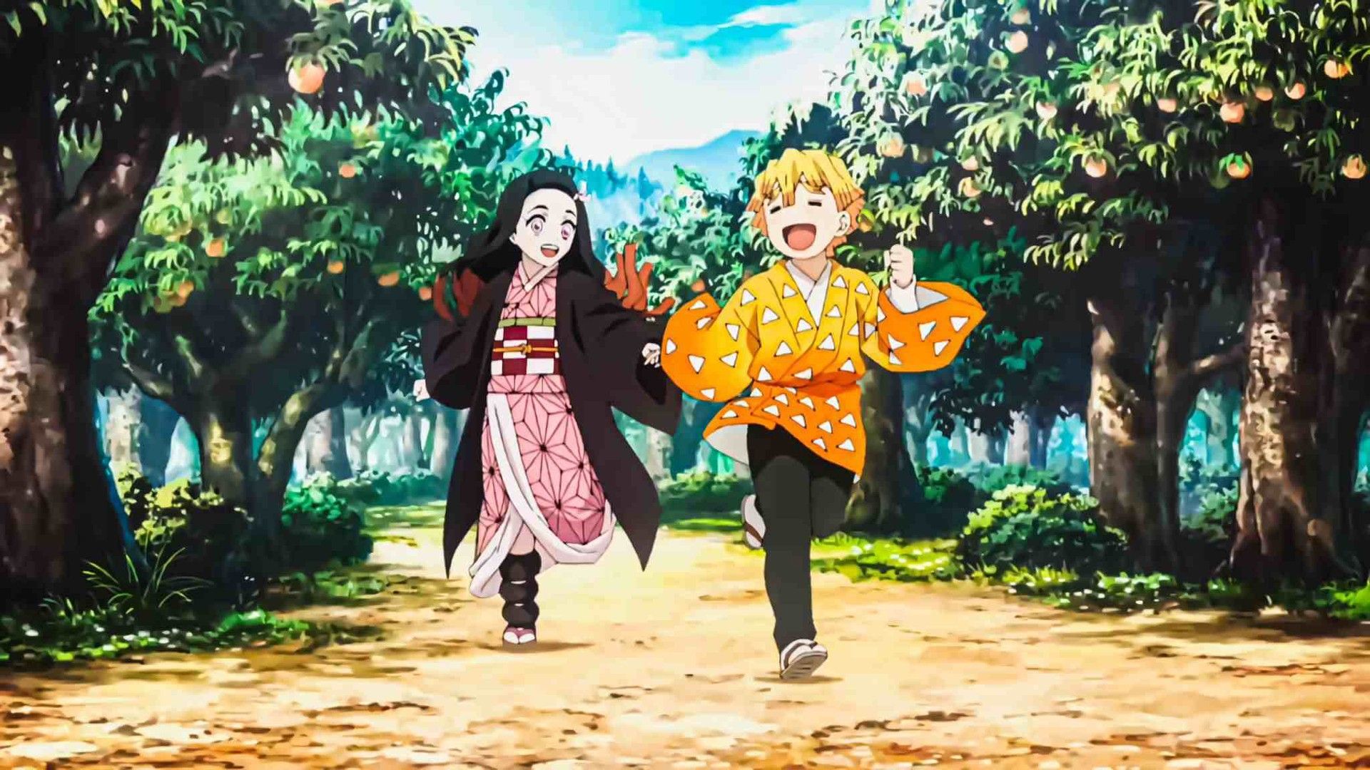 1920x1080 Nezuko Kamado And Zenitsu Demon Slayer Kimetsu no Yaiba HD Nezuko Wallpaper