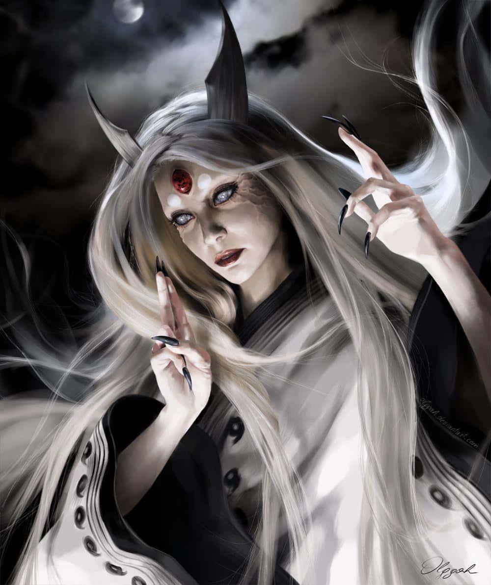 1000x1193 Download Kaguya Otsutsuki ruling over a dystopian landscape Wallpaper