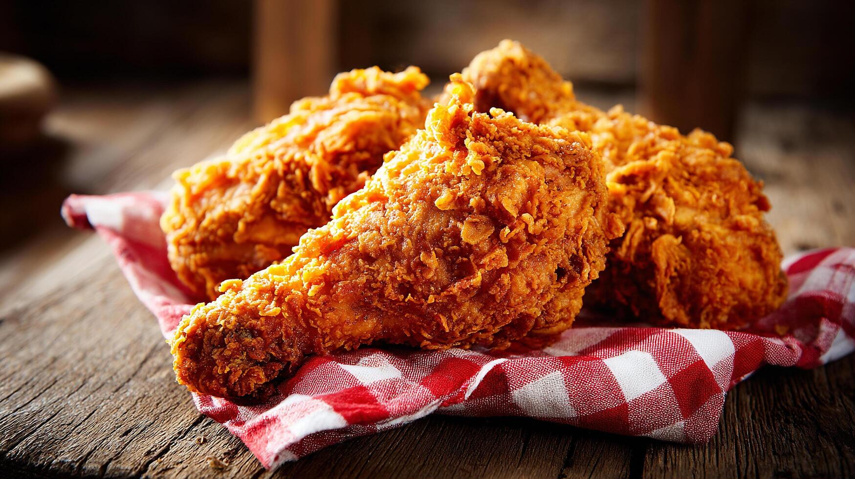 1749x980 High Resolution Golden Fried Chicken Leg Piece Close Up Photo Wallpaper