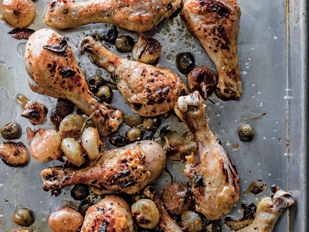 1024x768 Chicken Drumsticks with Green Olives & Cipollini Onions