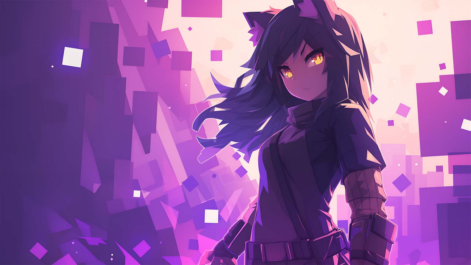 1536x864 Aphmau Purple Light Heroic Pose Wallpaper 4K