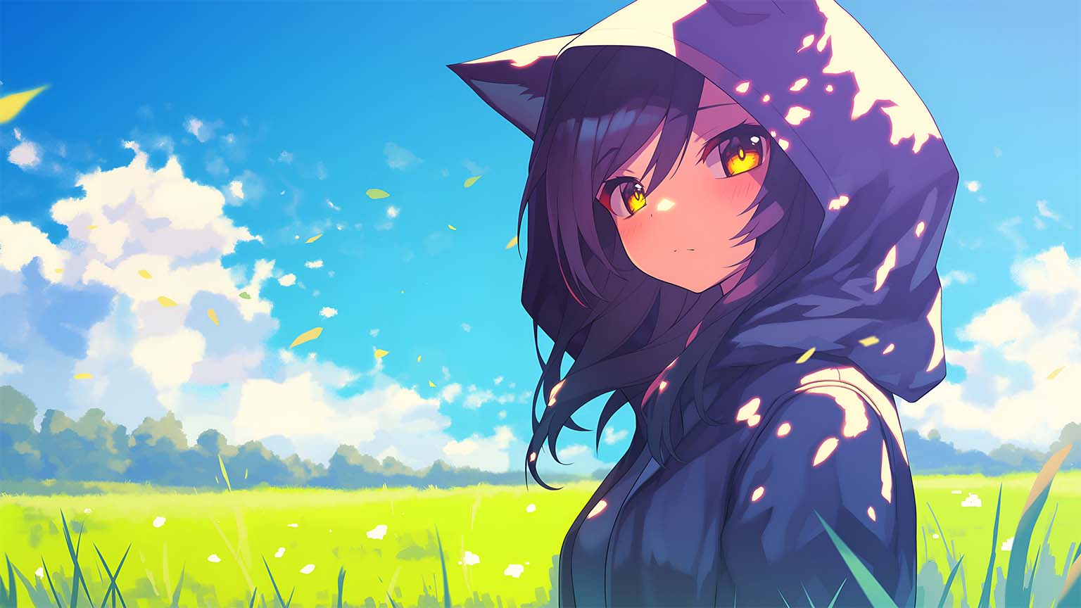 1536x864 Free Aphmau Cat Ears Field Desktop Wallpaper