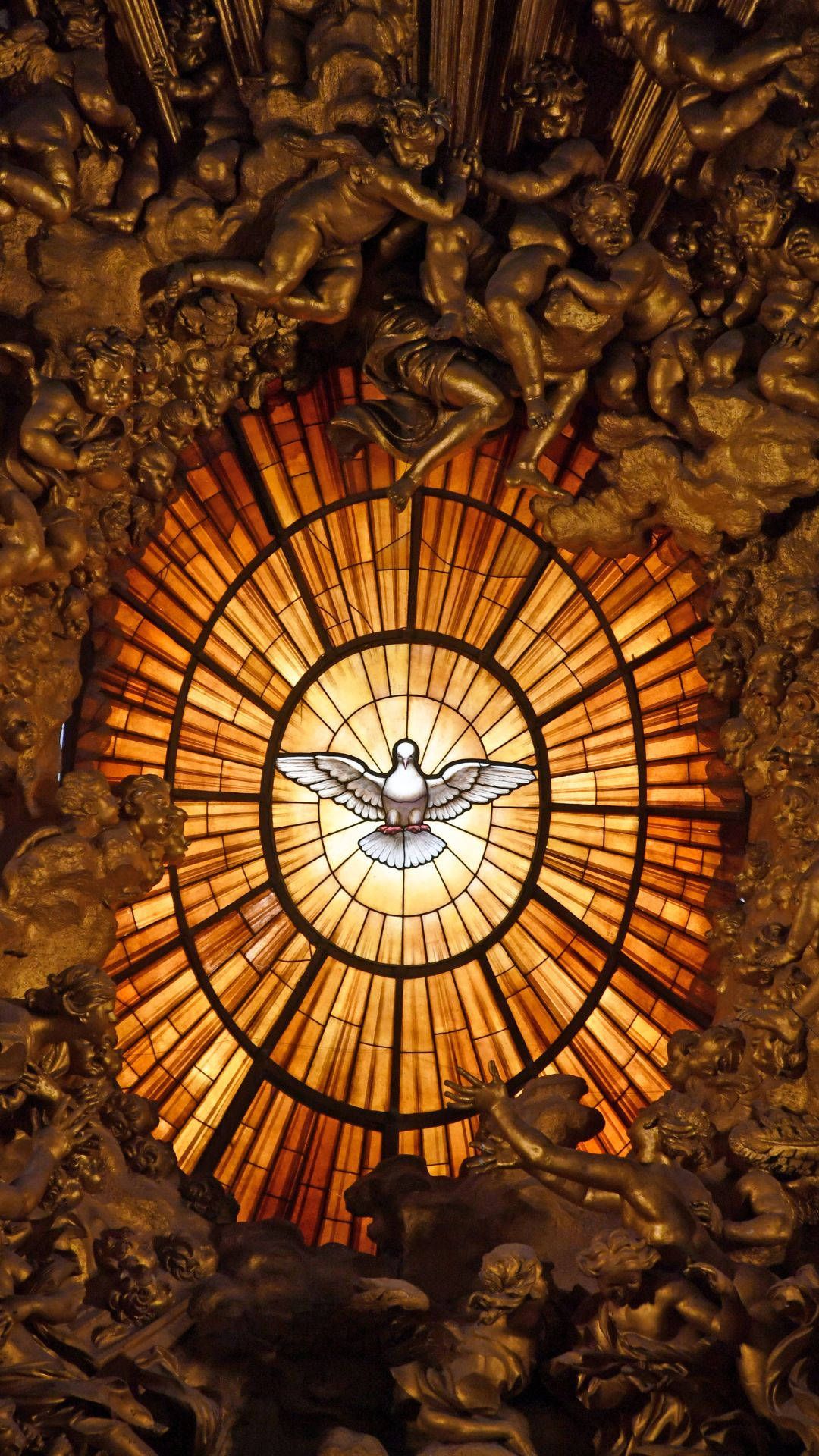 1080x1920 Download Stained Glass Holy Spirit Wallpaper
