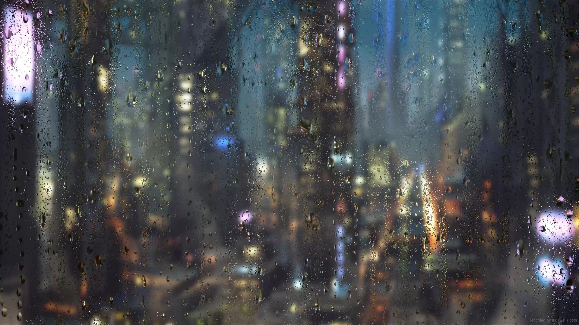 1920x1080 Blurry Rainy Day City Live Wallpaper