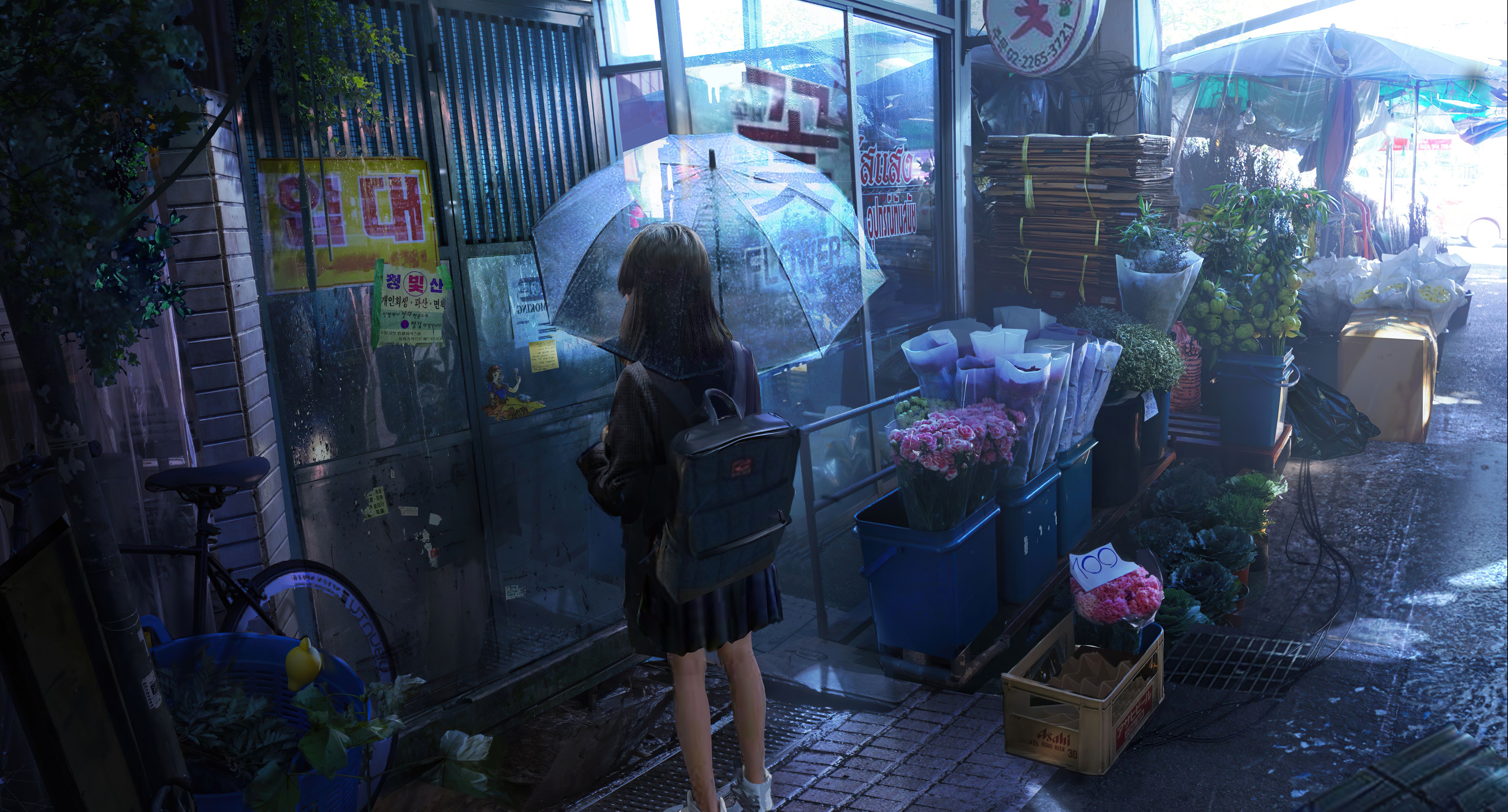 5120x2761 Anime Girl Umbrella Rainy Day 5k Wallpaper, HD Anime Wallpaper, 4k Wallpaper, Image, Background, Photos and Picture