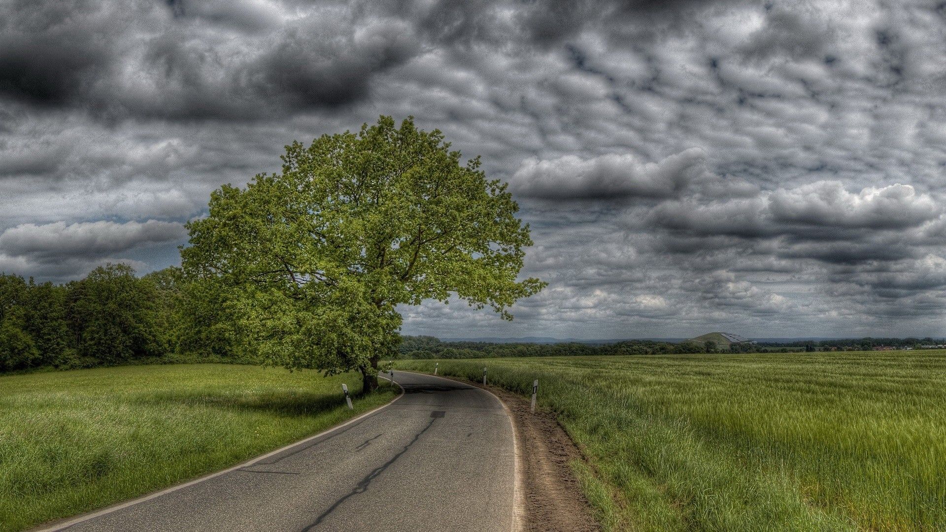 1920x1080 A Landscape Of Gloomy Weather A Road With A