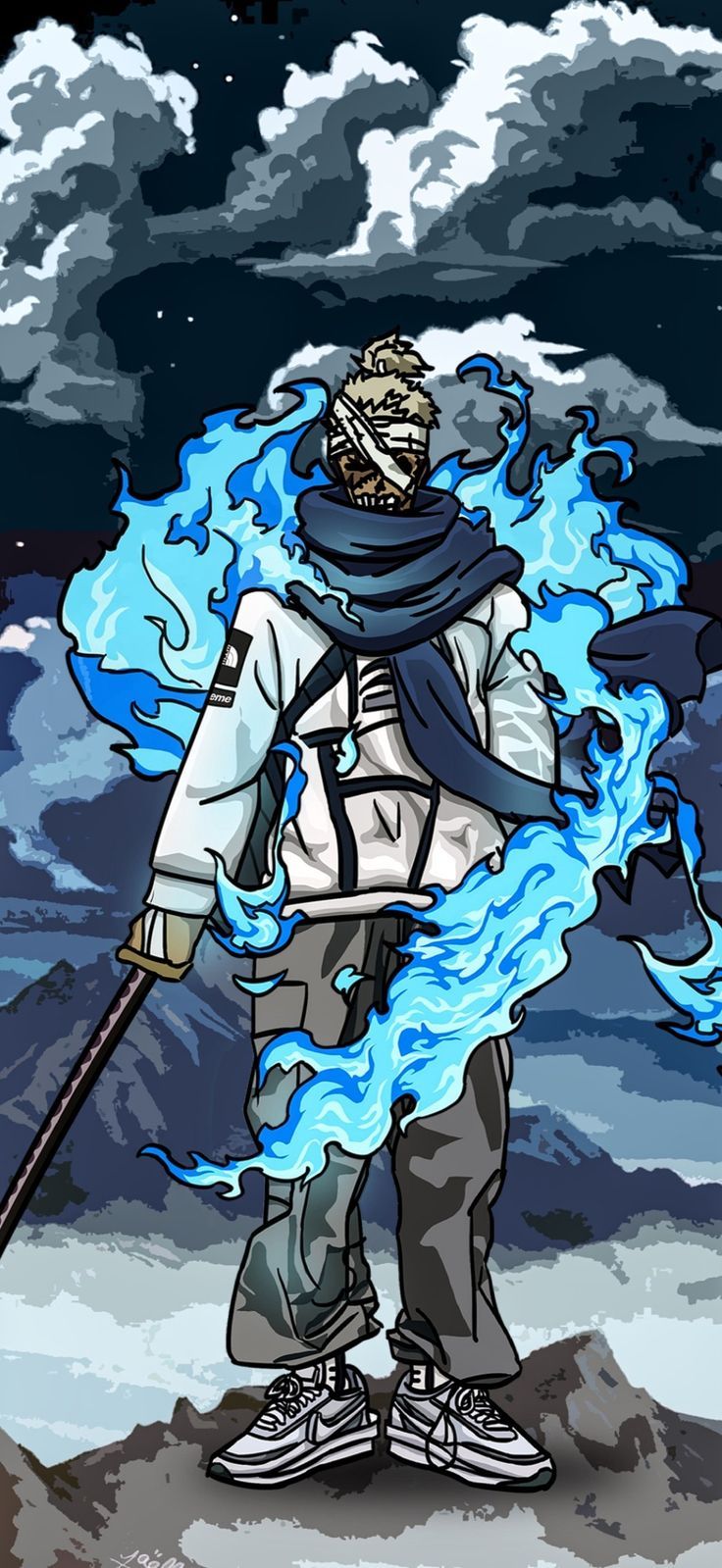 736x1599 Bleach drip wallpaper. Drippy anime characters, One piece roger wallpaper, Blue fire