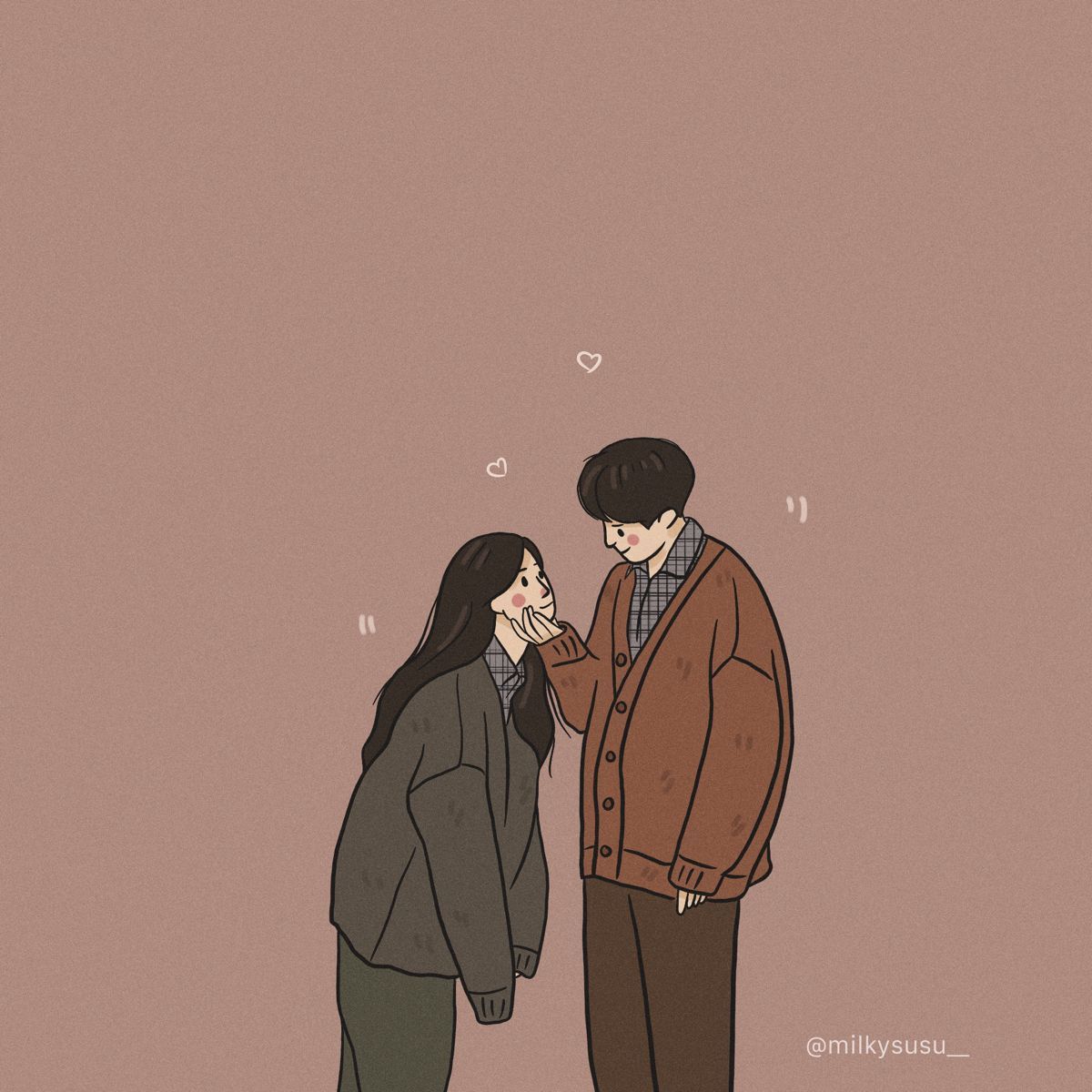 1200x1200 Minimalist Couple Cartoons Wallpaper