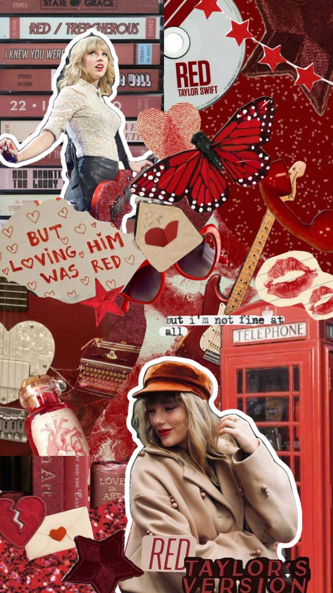 1080x1920 Download Taylor Swift Red Collage Aesthetic Wallpaper