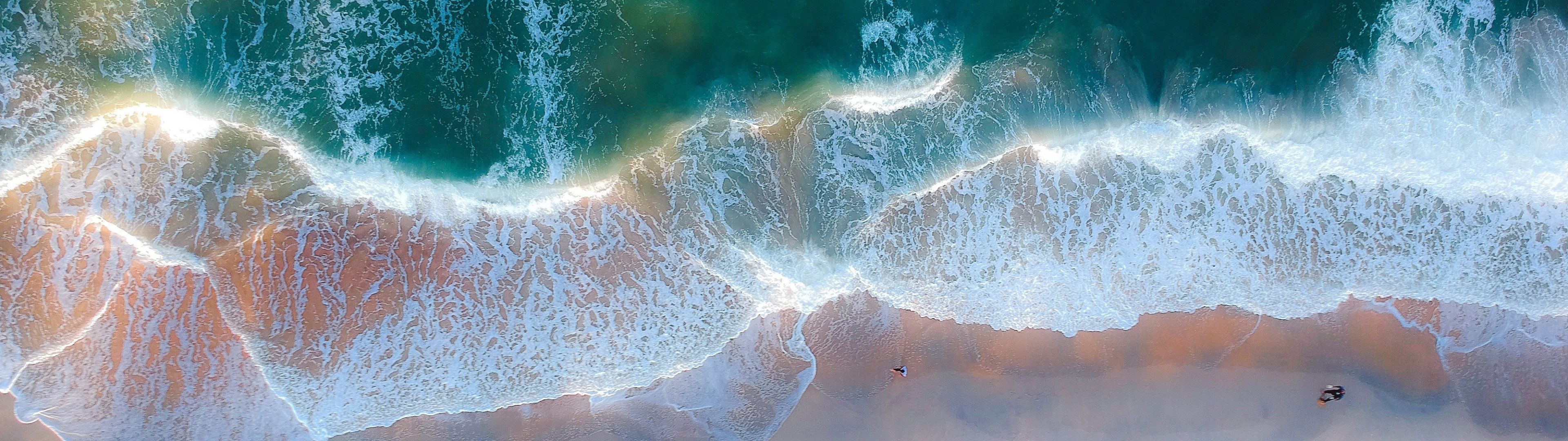 3840x1080 Beach Wallpaper 4K, Coastal, Ocean, Blue Water