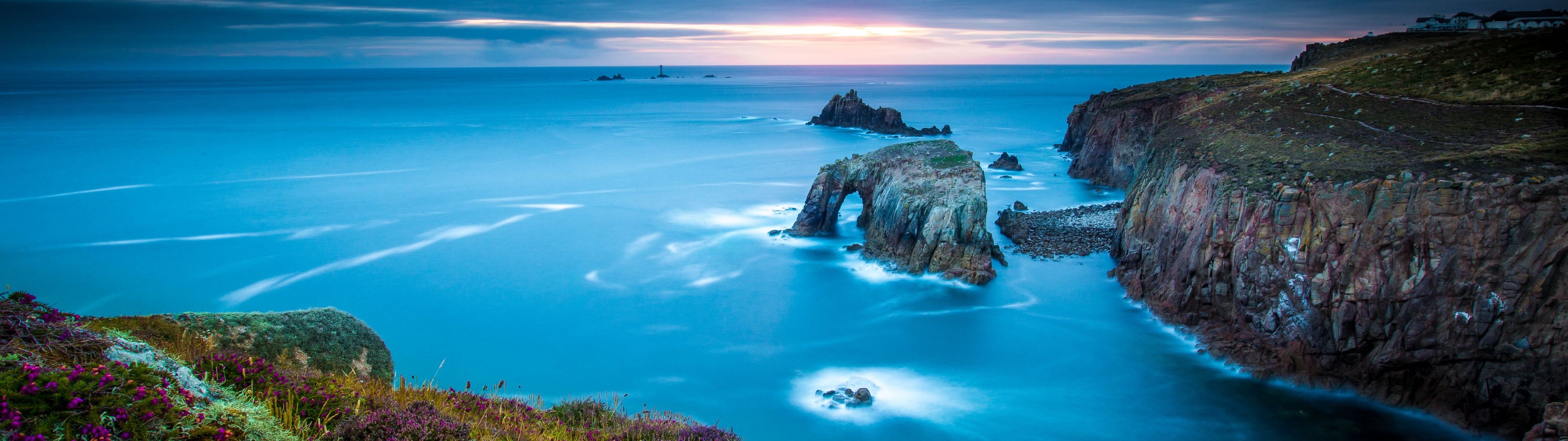 3840x1080 Celtic Sea Wallpaper 4K, Atlantic Ocean, Southern coast