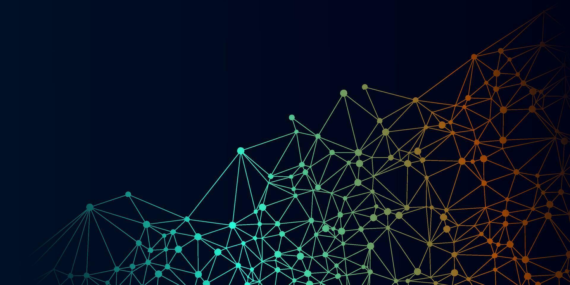 1920x960 abstract colorful colorful lines with connected dots in dark background