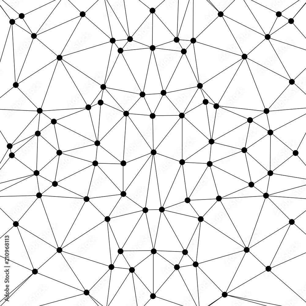 1000x1000 Connect lines and dots. Vector technology background. Black and white geometric wallpaper. Stock Vector