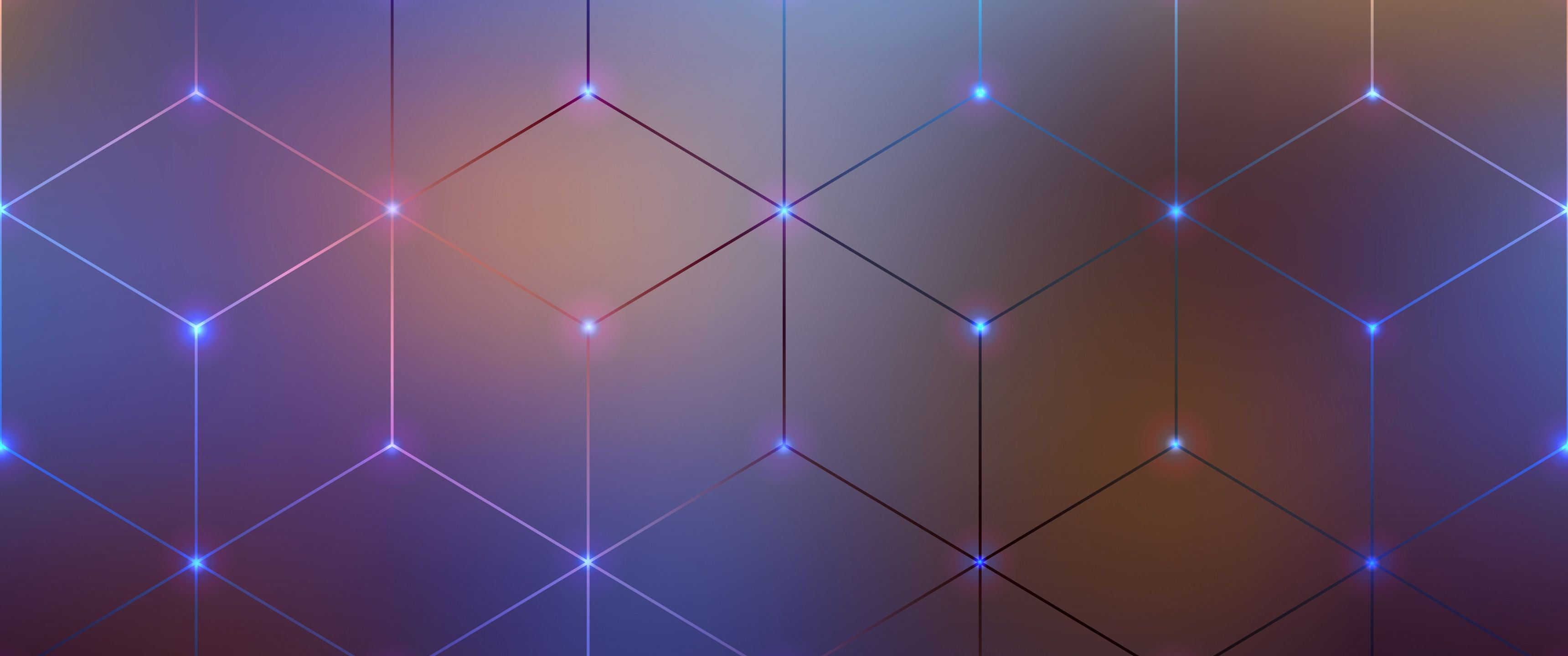 3440x1440 Polygons Wallpaper 4K, Geometric, Blur background