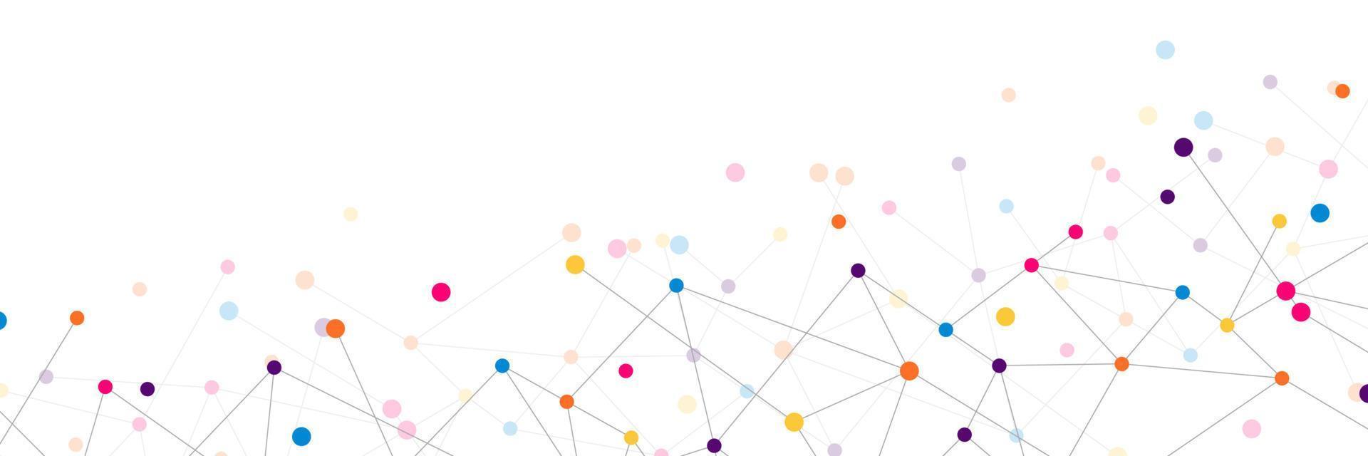1920x640 Website header or banner design with abstract geometric background. Connecting dots and lines. Global network connection. Vector illustration