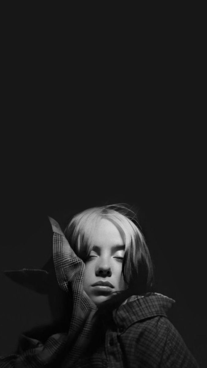675x1200 Billie Eilish aesthetic black and white wallpaper