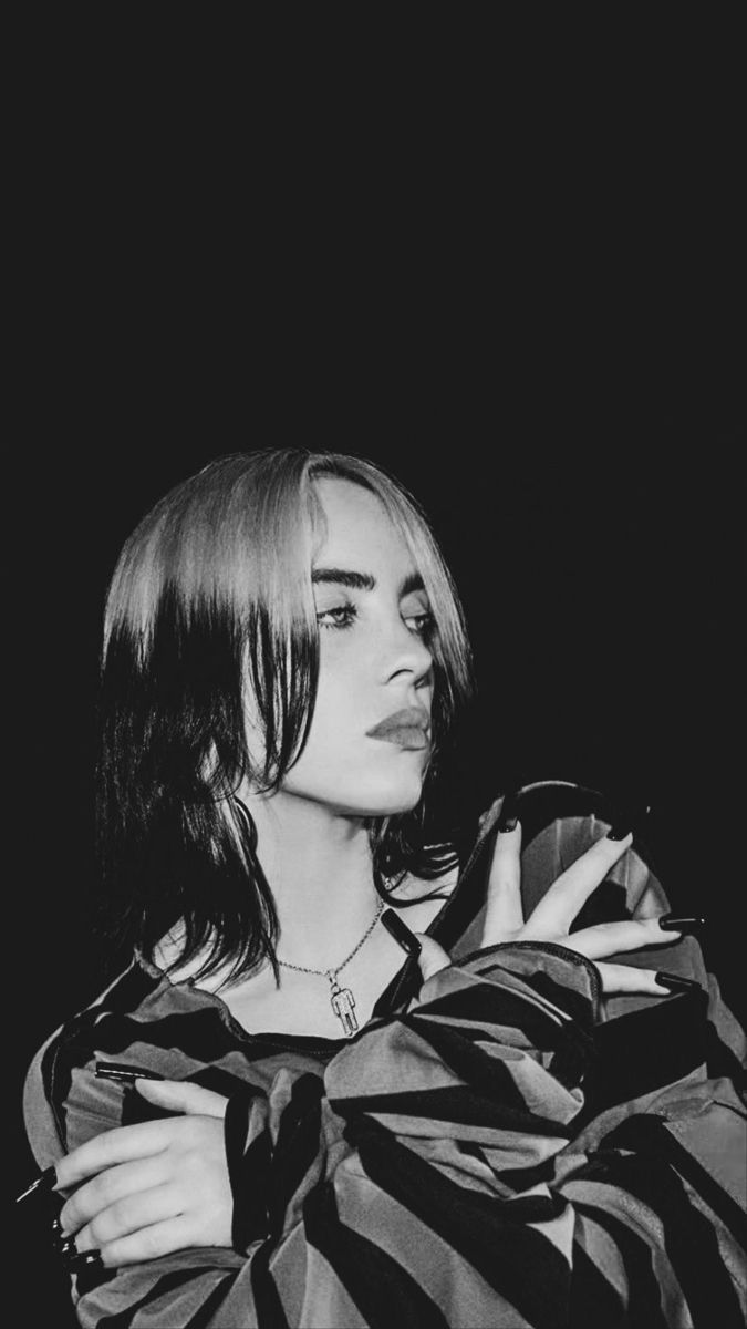 675x1200 Billie Eilish aesthetic black and white wallpaper