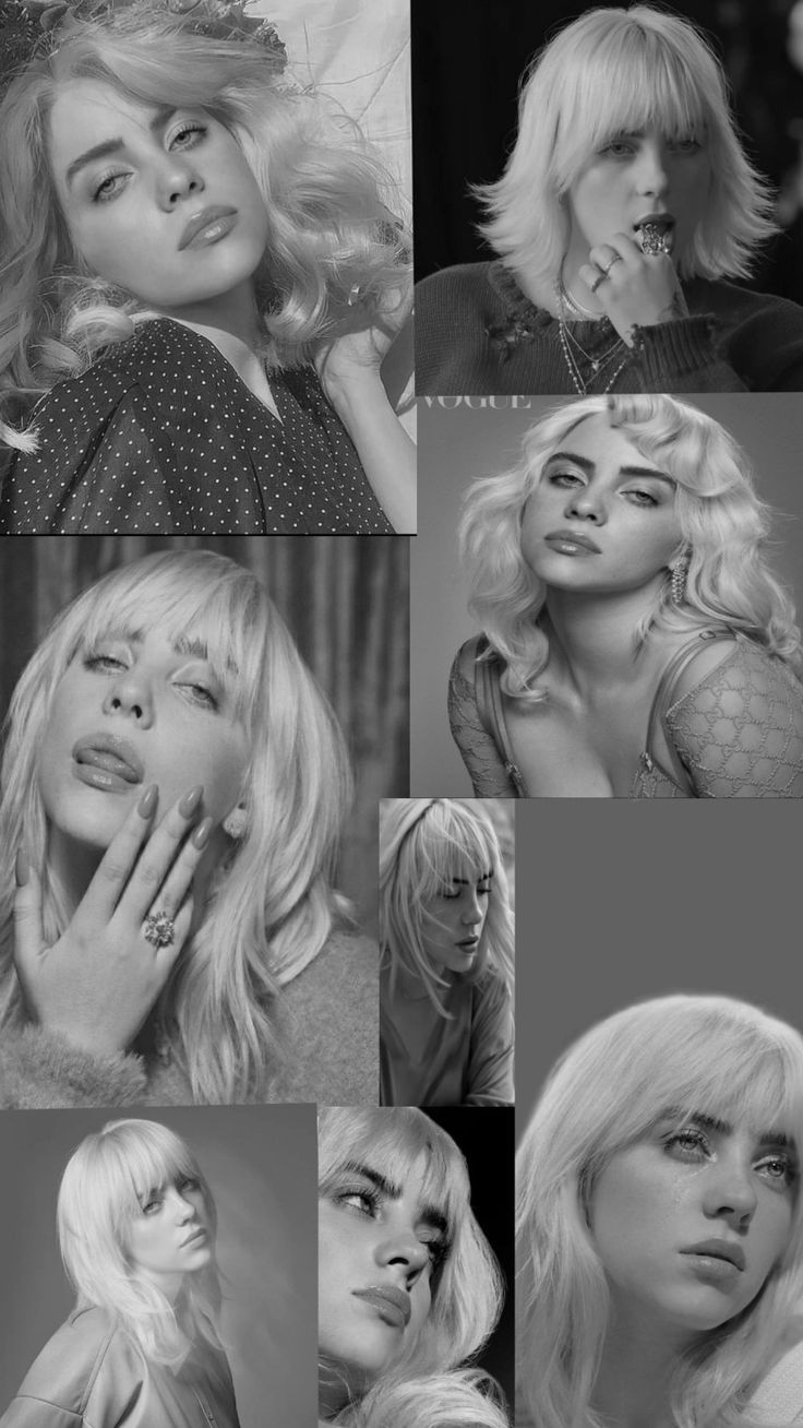 736x1308 Black and White New Billie Eilish Wallpaper