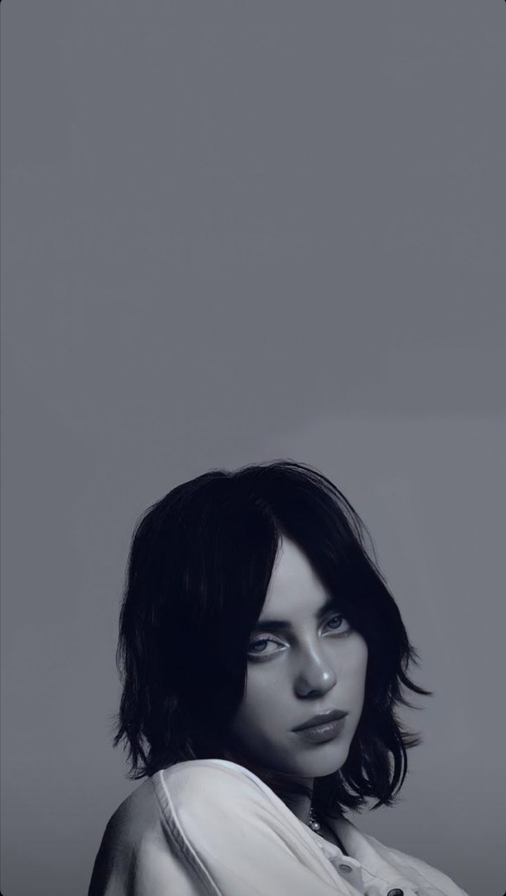 735x1300 Wallpaper. Black and white billie eilish photo, Billie wallpaper aesthetic, Billie eilish black hair wallpaper