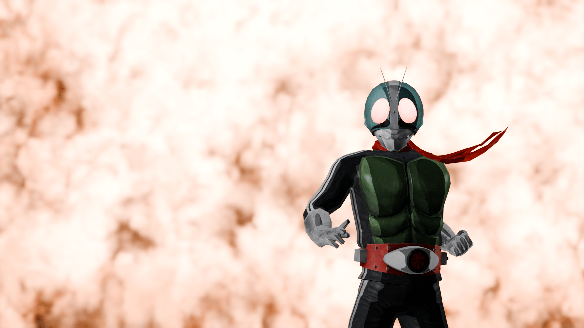 1920x1080 Blender A kamen rider render I made but with a explosion in the background