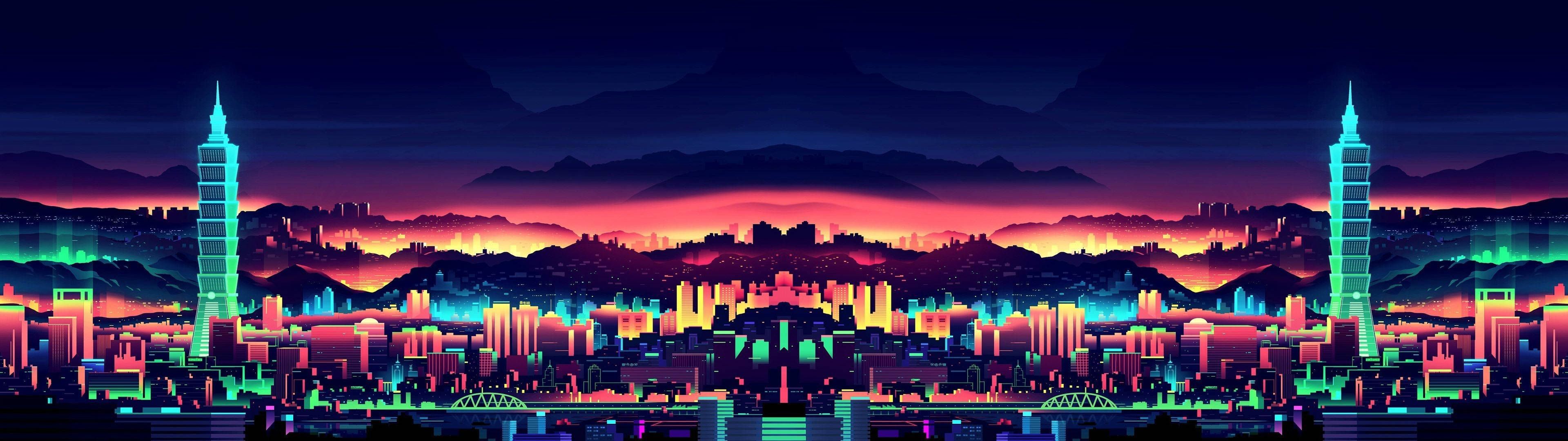 3840x1080 Dual Monitor City Wallpaper