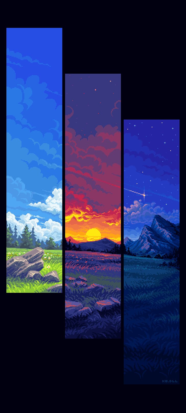 728x1616 HD wallpaper: Karel Matejka, illustration, pixel art, portrait display, digital art