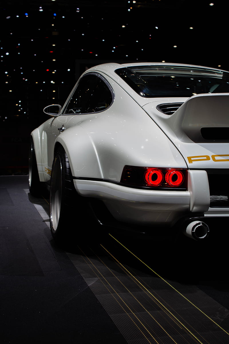 800x1200 Porsche porsche, car, white, sportscar, rear view, HD phone wallpaper