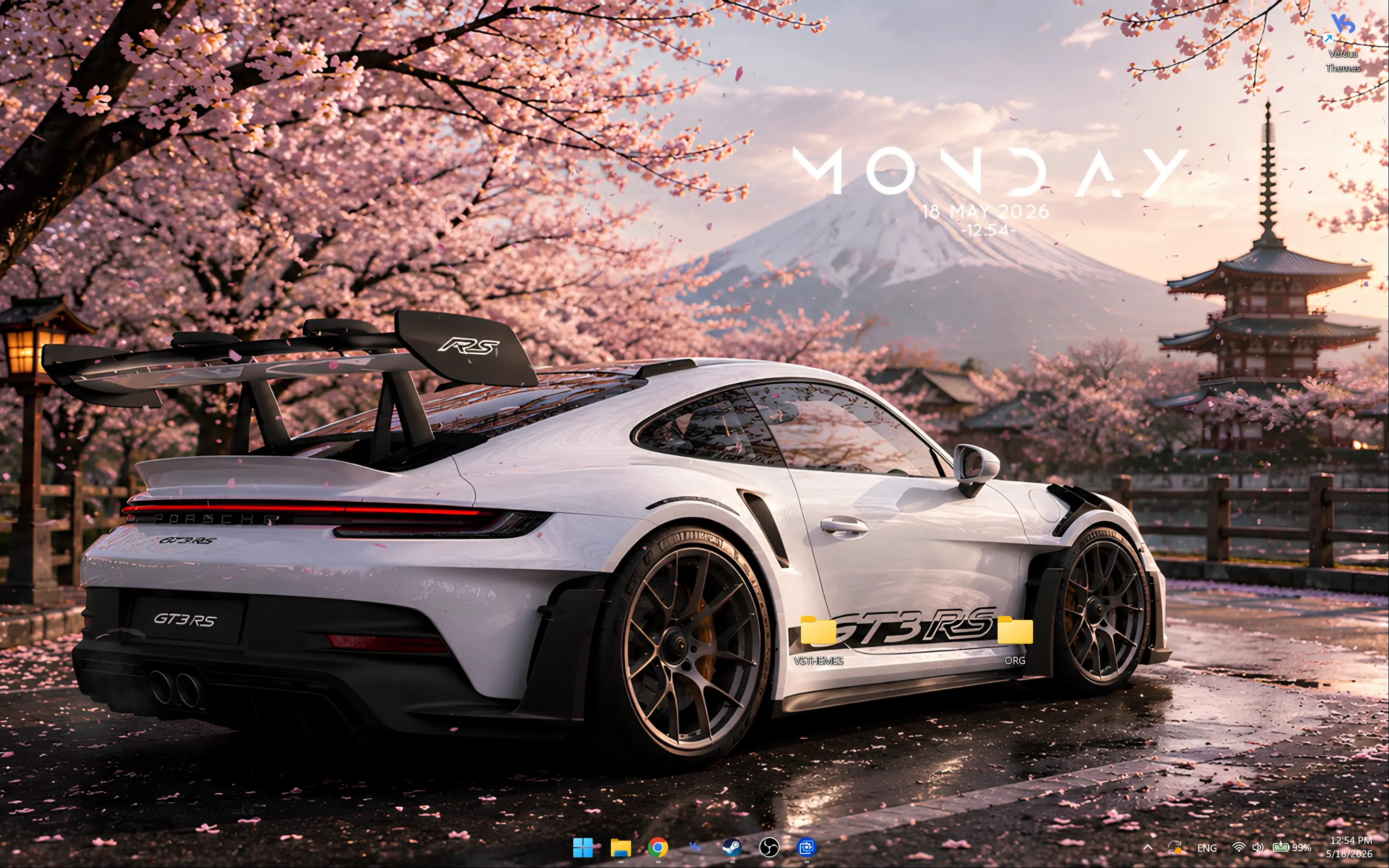 2881x1801 Live wallpaper White Porsche GT3 RS, sakura download on