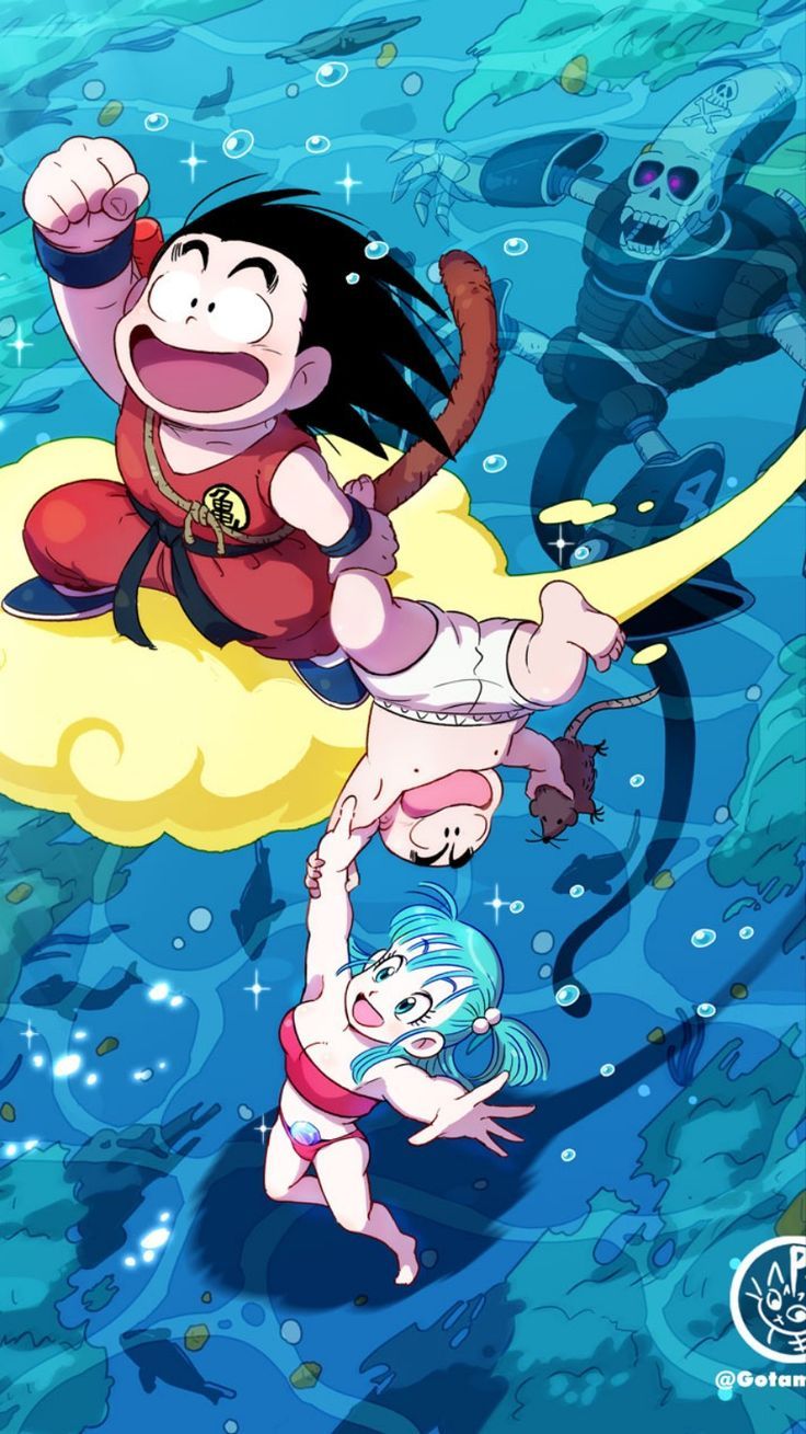 736x1309 GOKU, Bulma y Krillin