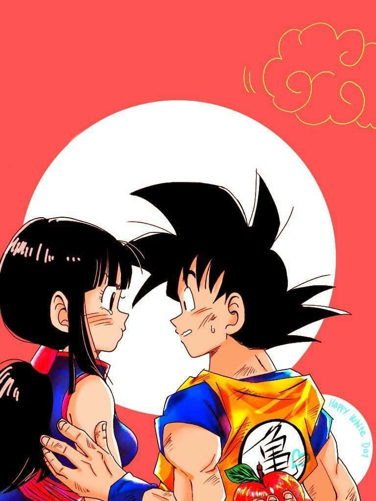 768x1024 Download Pastel Red Goku And Chichi Wallpaper