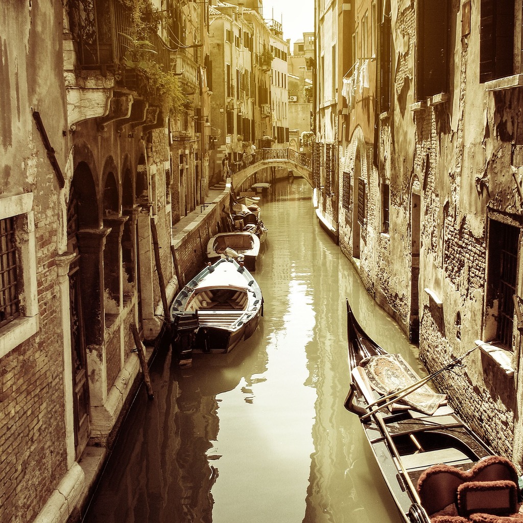 1024x1024 Venice veneto italy building. A narrow canal with several