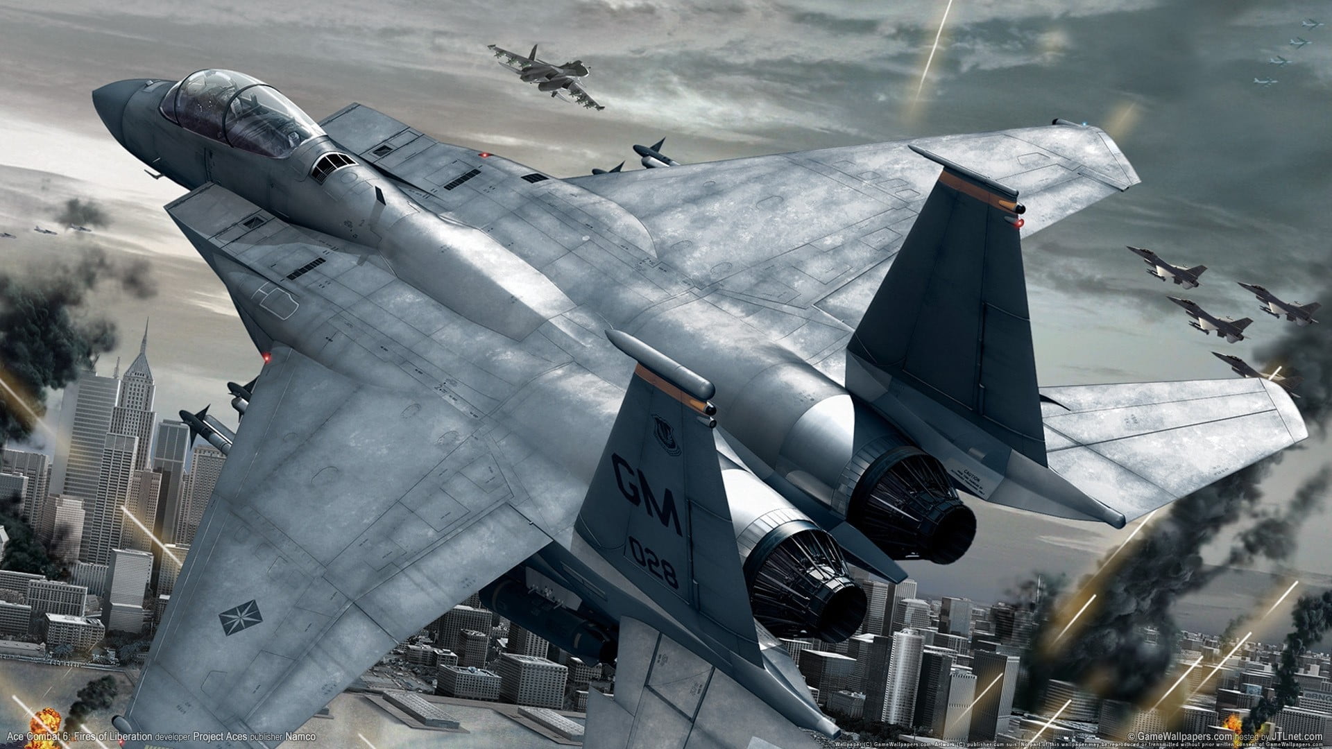 1920x1080 Gray aircraft wallpaper, artwork, F15 Eagle, Ace Combat 6: Fires of Liberation HD wallpaper