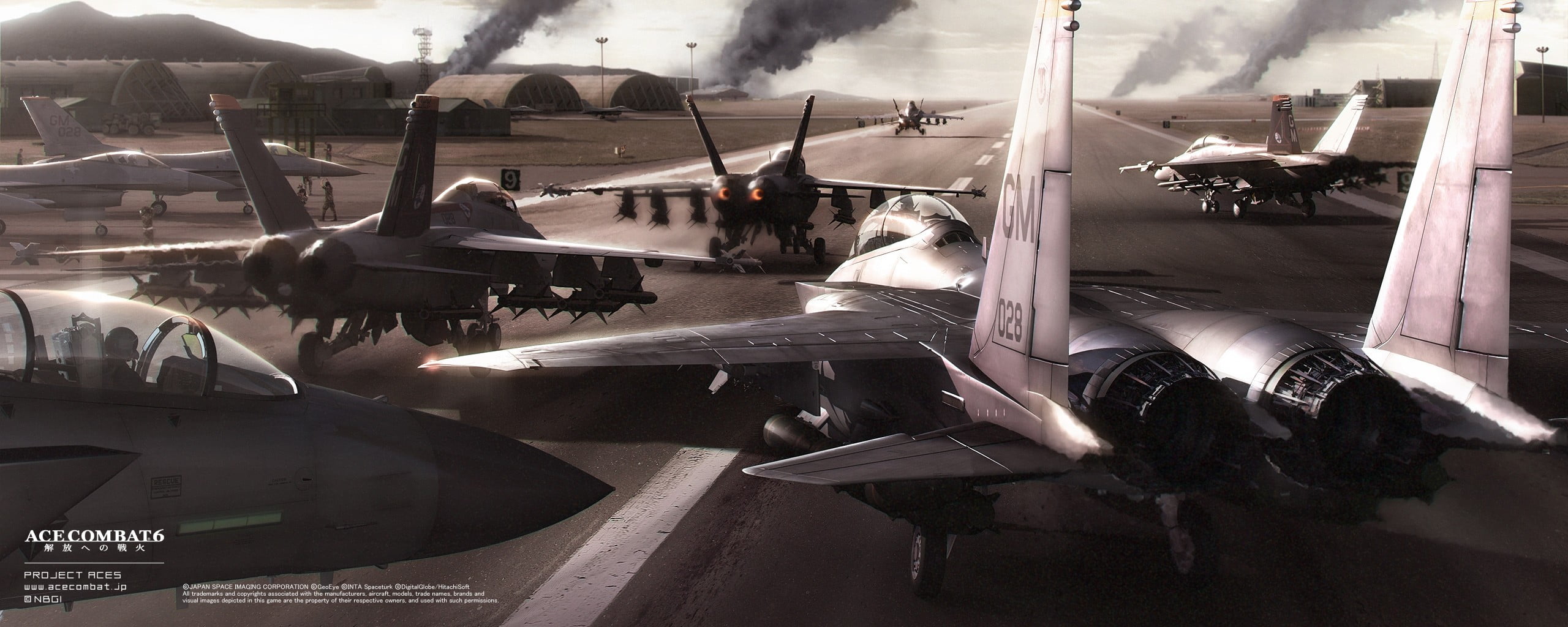 2560x1024 Gray Fighter Jet Poster, Ace Combat 6: Fires Of Liberation, Video Games, Aircraft, F 15 Strike Eagle HD Wallpaper